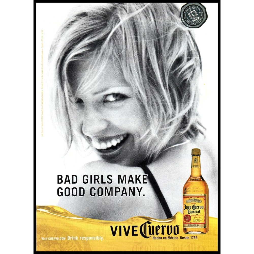 2002 Jose Cuervo Tequila Vintage Print Ad Bad Girls Woman Laughing Wall Art